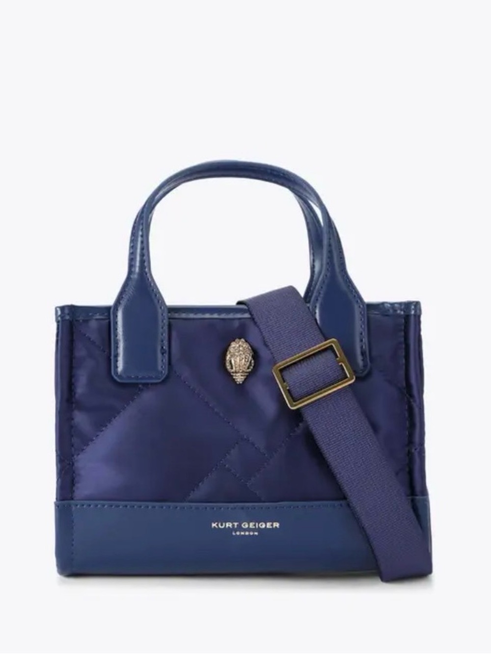 Kurt Geiger Navy Quilted Mini Tote with Adjustable Strap